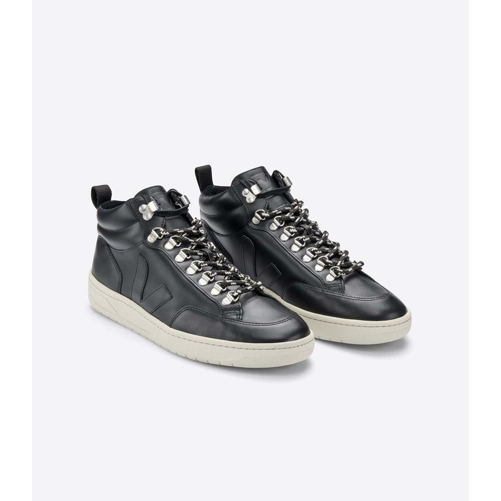 Veja RORAIMA LEATHER Women's High Tops Black/White | CA 355CTV